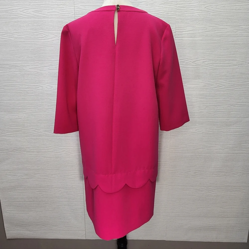 Kate Spade Demi Sweetheart Shift Scalloped Dress Pink 3/4 Sleeve Shift Dress 10